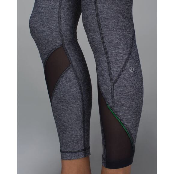 Lululemon Inspire Tight II Heathered Blue Navel Mesh Insert Leggings SZ 2 - Picture 4 of 15